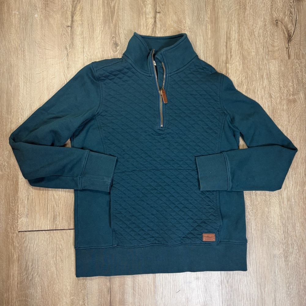 LL Bean Women's Quilted 1/4 Quarter Zip Small Pullover Blue Sweatshirt Sweater